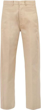 Jucca Broeken, Dames, Beige, M, Katoen, Rechte katoenen broek met enkel lengte