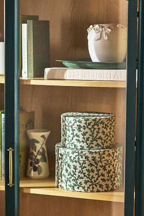 Anthropologie Round Fabric Storage Box, Set of 2