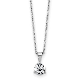 Diamond2Deal 14k White Gold Round 3/4 Ct Lab Grown Diamond 3 Prong Solitaire Pendant Necklace 18