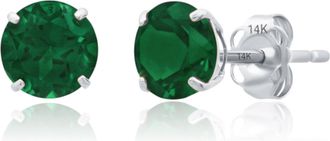 MAX + STONE 14k White Gold 6MM Round Stud Gemstone Earrings
