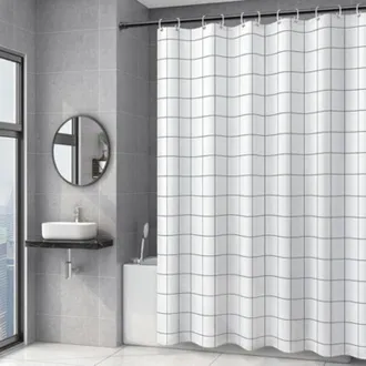 OEM Cortina De Ducha Impermeable De Secado R&aacute;pido Con Dobladillo Lastrado, Lavable, De Poli&eacute;ster, Con 12 Ganchos, 180 X 200 Cm