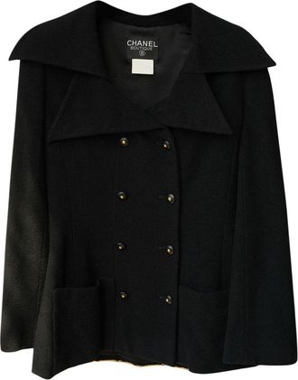 Chanel Vintage 95 Black Boucle Wool Jacket Size M