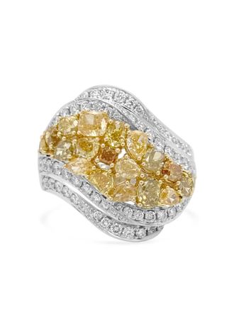 HYT Jewelry Anello in oro bianco e giallo 18 carati con diamanti - Argento