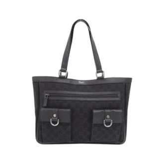 Gucci Pre-owned Tote Bags, female, Black, Size: ONE SIZE Pre-owned GG Denim Leather Shoulder Bag