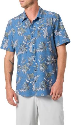 O'Neill Relaxed Fit Short Sleeve Performance Slub Button-Up Shirt in Midnight Navy at Nordstrom, Size Xx-Large