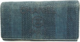 Chanel Navy Nylon Canvas Long Wallet (Bi-Fold) (Pre-Owned)