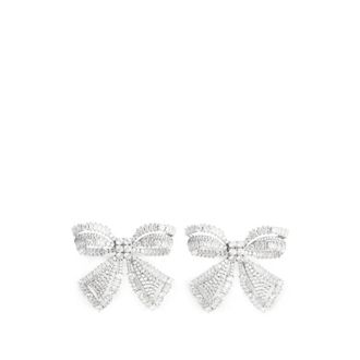 Self Portrait Crystal Bow Earrings - Dames - Oorbellen - Grijs - ONE Size - Accessoires