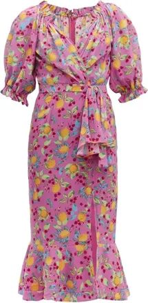 Saloni Pink Floral Olivia Dress Size S