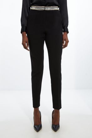 Karen Millen Embellished Waistband Slim Leg Tailored Trousers