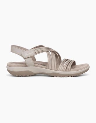 Skechers Womens Skechers REGGAE SLIM - SUNNYSIDE 2.0 Womens Cross Strap Sandals Taupe - Cream - Size: 4