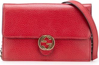 Gucci Pre-owned Cross Body Bags, female, Red, Size: ONE SIZE Pre-owned Elegant Shoulder Bag with Chain Strap and Leather Details