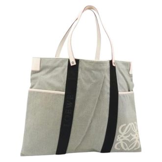 Loewe Pre-owned Tote Bags, female, Gray, Size: ONE SIZE Pre-owned Canvas Tote Bag