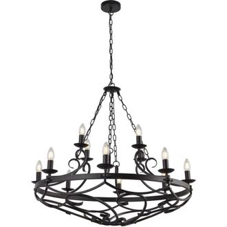 Searchlight Searchlight Cartwheel Iiicartwheel 12 Light Pendel, Chain Black