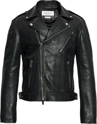 Alexander McQueen Giacca bikerin pelle - Nero