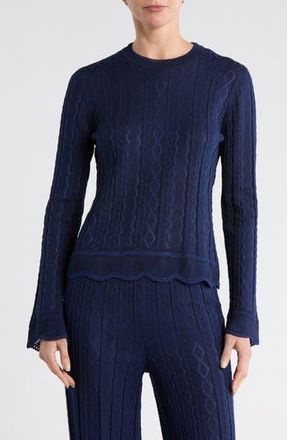 M Missoni Girocollo Bell Sleeve Cotton Blend Sweater in Navy Tones at Nordstrom Rack, Size Medium