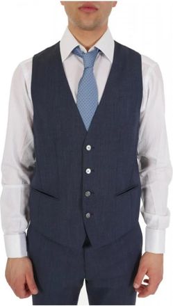 HUGO BOSS Jassen > Vesten - Heren - Gillet - Blauw - L - Denim - Kostuums