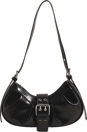 Generic Fiorky Shoulder Bag for Women, Leather Hobo Bag, PU Crossbody Bag with Adjustable Strap for Women Small Clutch Handbag Buckle Clutch Purse Pleated Und