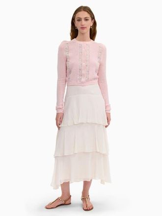 Rebecca Taylor Rhea Lace Knit Cardigan in Peony Pink at Nordstrom, Size X-Small