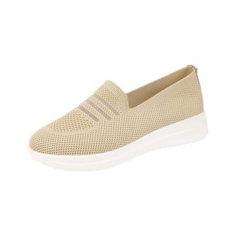 Generic Slip On Shoes Women Wide Fit Casual Walking Shoe Round Toe Lightweight Breathable Thick Bottom Comfortable Running Shoes Gym Workout Tennis Khaki