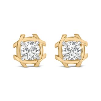 House of Brilliance 10K Yellow Gold Plated.925 Sterling Silver 1.0 Cttw Lab Grown Diamond Woven Stud Earrings