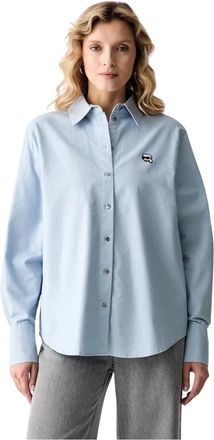 Karl Lagerfeld Ikon Shirt - Dames - Overhemden - Blauw - XS - Katoen - Overhemden