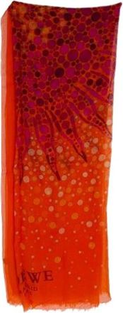 Loewe Pre-owned Vibrant Print Scarf in Orange Modal - Dames - Vintage Accessoires - Oranje - ONE Size - Tweed - Vintage
