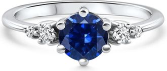 Pompeii3 1Ct TW Blue Sapphire & Diamond Ring 14k White Gold Lab Grown