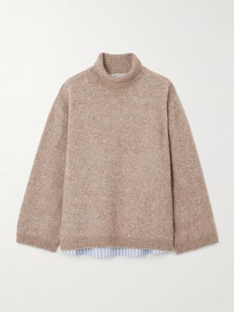 Sea New York Pullover A Collo Alto In Maglia Con Finiture In Misto Cotone A Quadri Mallory - Marrone