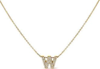 House of Brilliance 10K Gold Diamond Accent A-Z Initial Bubble Pendant Necklace in Yellow | W at Nordstrom