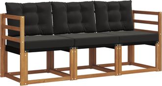 vidaXL Conjunto De Sof&aacute;s De Exterior 3 Uds. Natural Y Negro Vidaxl
