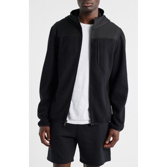 Zella Full Zip Grid Fleece Jacket in Black Caviar at Nordstrom Rack, Size Xx-Large