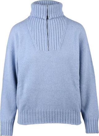 PESERICO Lam&eacute; Knit Turtleneck Sweater with Front Zip and Ribbed Details