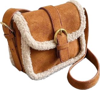 Generic Compatible For Lamb Fur Womens Crossbody Bag Single Shoulder Outdoor Handbag Compact(G)