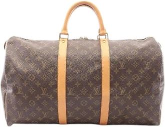 Louis Vuitton Vintage, unisex, Bruin, ONE Size, Leer, Pre-owned Keepall 50 Monogram Boston Bag