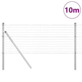 Berkfield Home Modern Euro Fence with 7 Posts 0.8x10 m Galvanised Steel in Silver