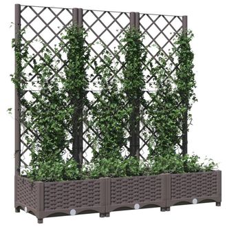 Berkfield Home Garden Planter with Trellis Brown 120x40x121.5 cm PP