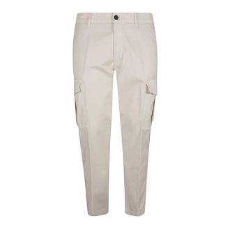 Eleventy Slim-fit Trousers, male, Beige, W36, Cargo Cotton Trousers with Pockets