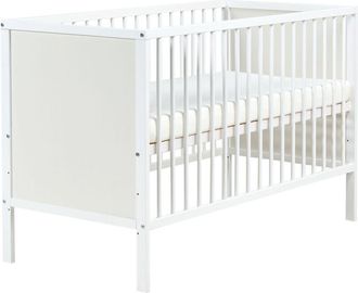 Beliani Cuna Minimalista Para Beb&eacute; Tama&ntilde;o Est&aacute;ndar 60 X 120 Cm Barras Ajustables En Altura Mdf Blanco Zama