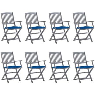 vidaXL Sillas Exteriores Plegables 8pcs Con Acacia Madi&ccedil;a - 205466 Almohadillas