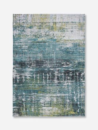 Louis De Poortere Streaks Design - Alfombra Abstracta Atlantic - Hecha En B&eacute;lgica - Acabado A Mano - Antideslizante Natural - Algod&oacute;n - Poli&eacute;ster - Glen Cove - 140 X 20