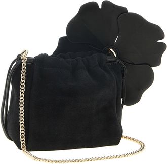 Pinko Flower Suede Clutch - Black