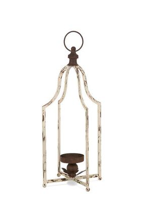 Glitzhome Modern Farmhouse Metal Decorative Lantern Candle Holder in White at Nordstrom, Size Large