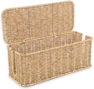No Brand Caja Organizadora De Cables De Rat&aacute;n Tejido A Mano (31x13x13cm), Organizador De Cables Natural Y Caja Para Ocultar El Router Con Doble Ranura Para Deb