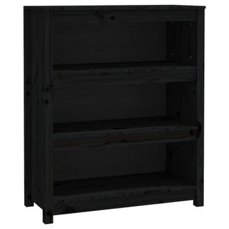 Berkfield Home Book Cabinet Black 80x35x97 cm Solid Wood Pine | Size: 80 x 35 x 97 cm