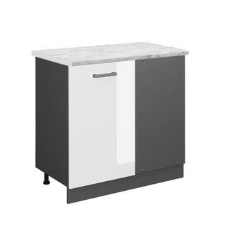 Vicco Armario De Esquina R-line, Blanco Alto Brillo, 86 Cm Et M&aacute;rmol, Vicco