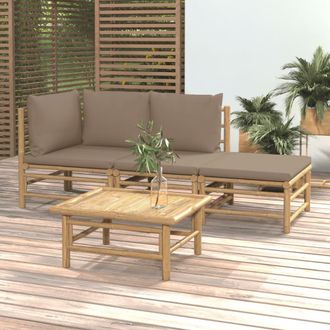vidaXL Vidaxl - Set De Muebles De Jard&iacute;n 4 Piezas Bamb&uacute; Y Cojines Gris Taupe