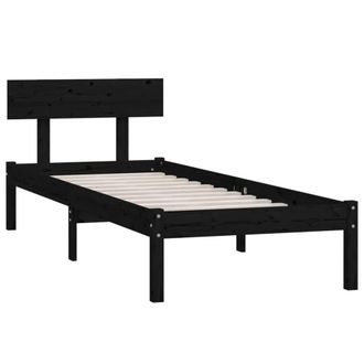 Berkfield Home Modern Bed Frame Black Solid Wood Pine 90x200 cm