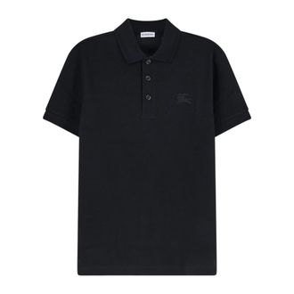 Burberry Polo Shirts, male, Black, Size: S Cotton Polo Shirt