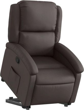 vidaXL Vidaxl - Sill&oacute;n Reclinable Elevable Cuero Aut&eacute;ntico Marr&oacute;n Oscuro