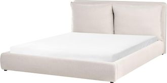 Beliani Cama matrimonial de tejido beige 180x200